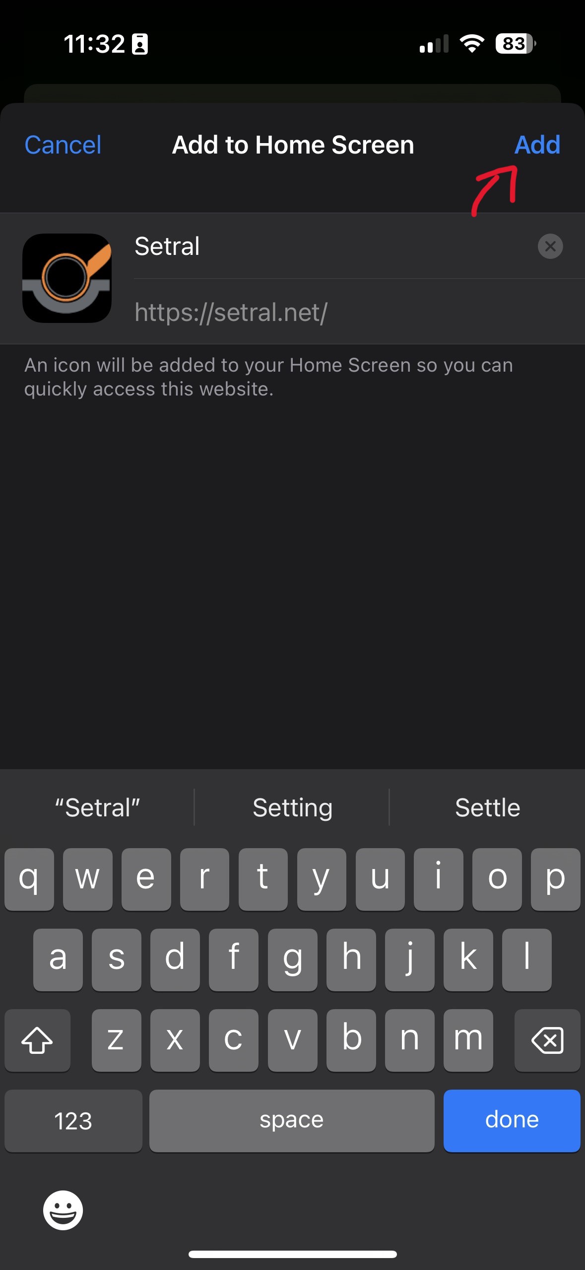 setral pwa download pop-up
